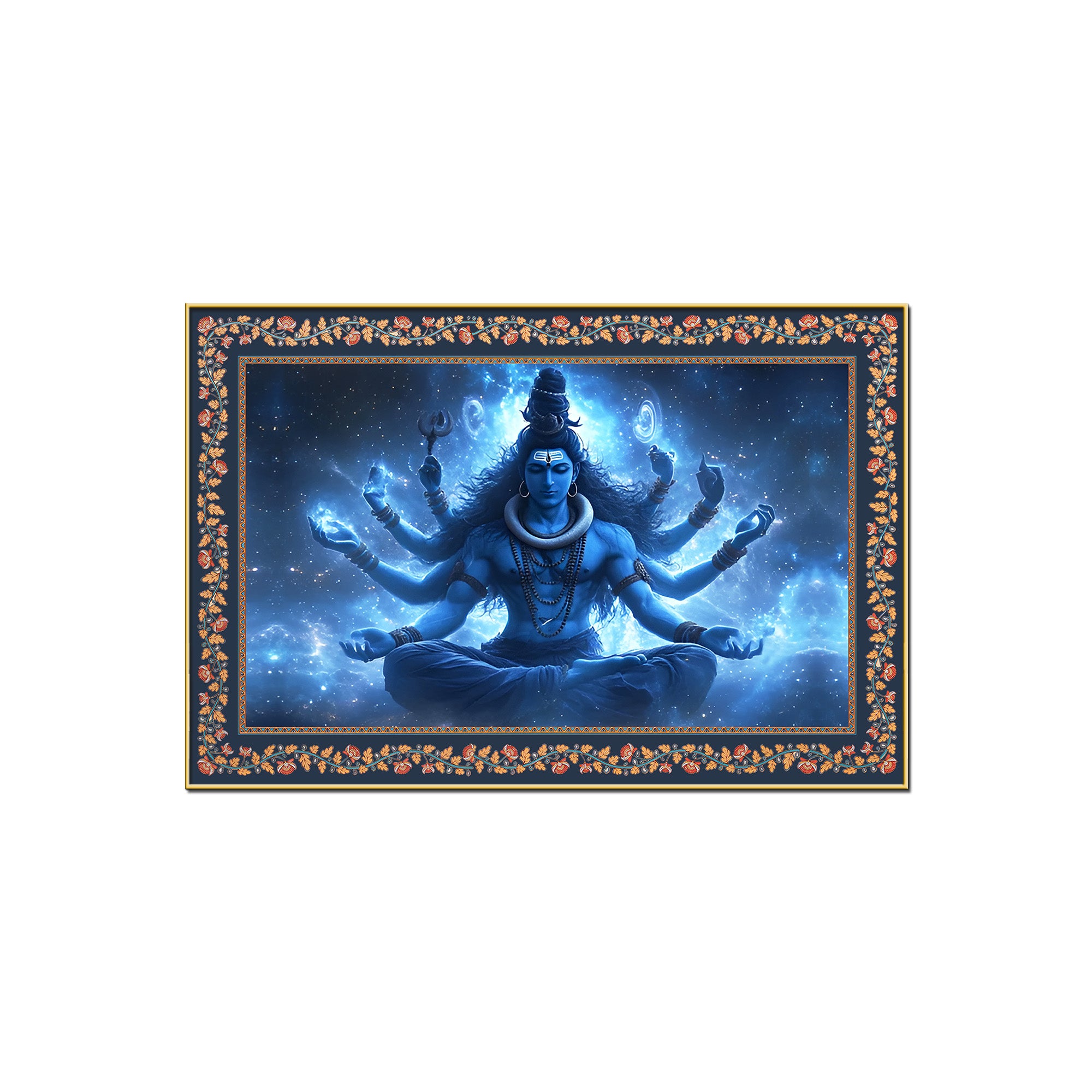 Lord Shiva New Creation and Renewal Floral Border Canvas Wall Painting