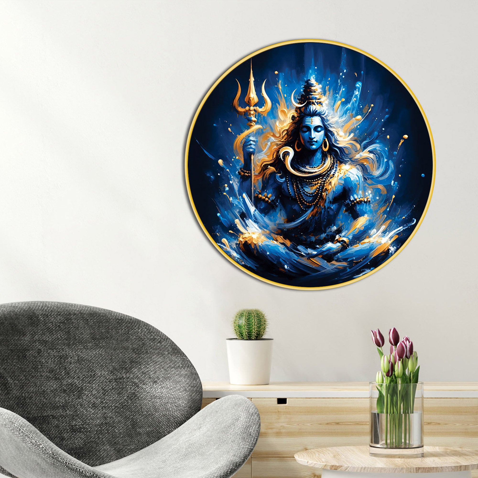 Shiv Ji Wall Art Frame Divine Shiva Painting for Home Decor