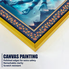 Lord Shiva Rudra Avatar Floral Border Canvas Wall Painting