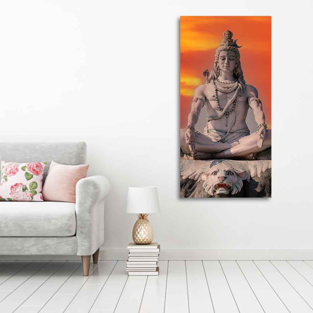 Lord Shiva Sculpture Canvas Wall Painting for Hall