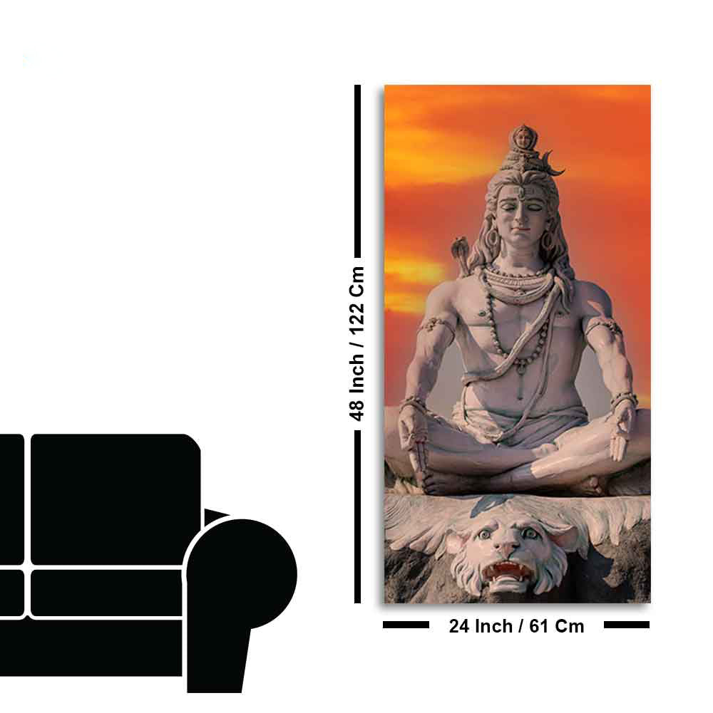 Lord Shiva Sculpture Canvas Wall Painting for Hall