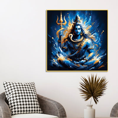 Lord Shiva Spiritual Wall Painting Mahadev Trishul Artwork