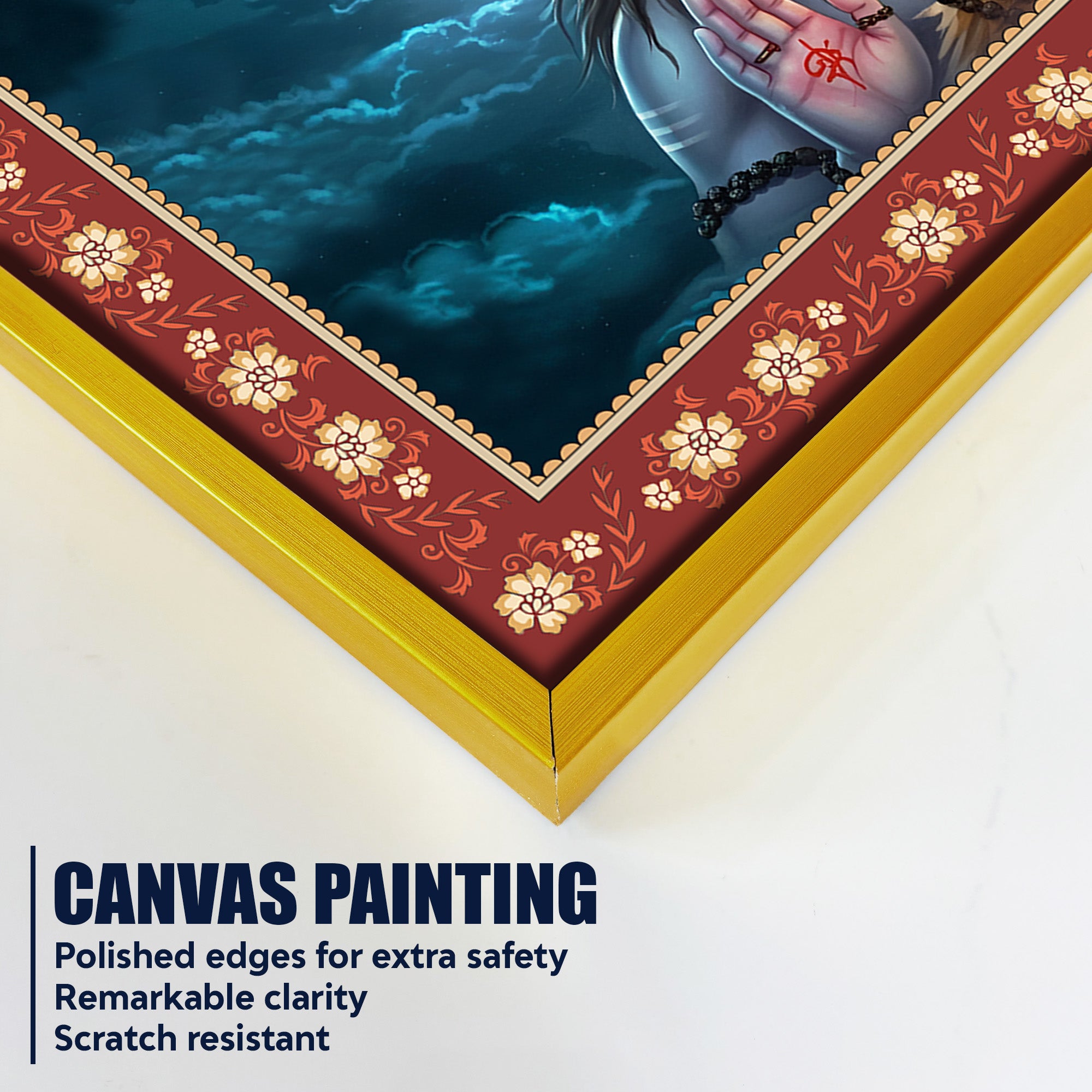 Lord Shiva with Holding Trishula Border Canvas Wall Painting