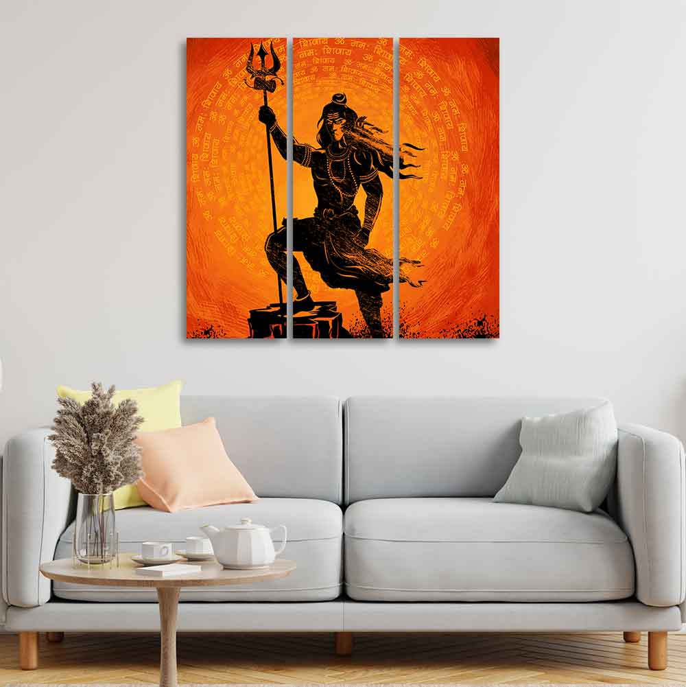 Lord Shiva with message Om Namah Shivaya Spiritual Canvas Wall Painting