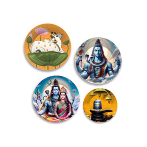 Lord Shiva with Parvati Premium Wall Plates Painting Set of Four