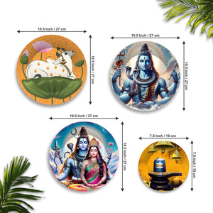 Lord Shiva with Parvati Premium Wall Plates Painting Set of Four