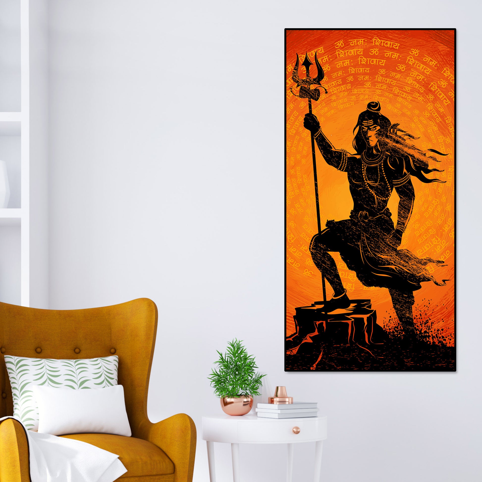 Lord Shiva with Trishul Canvas Wall Painting