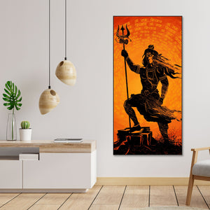 Lord Shiva with Trishul Floating Canvas Wall Painting