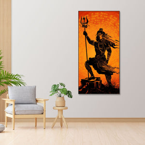 Lord Shiva with Trishul Floating Canvas Wall Painting