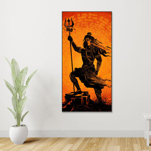 Lord Shiva with Trishul Floating Canvas Wall Painting