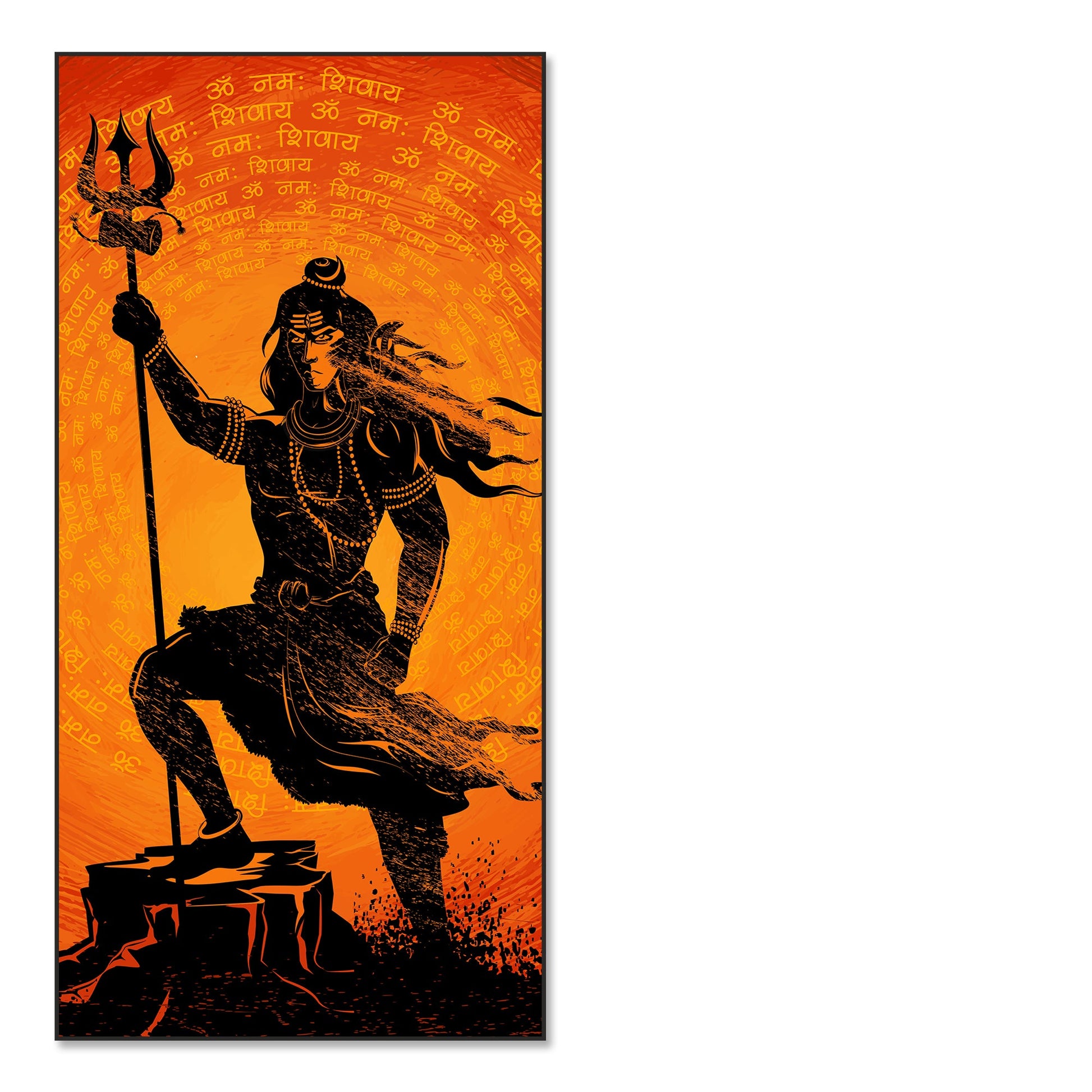 Lord Shiva with Trishul Floating Canvas Wall Painting