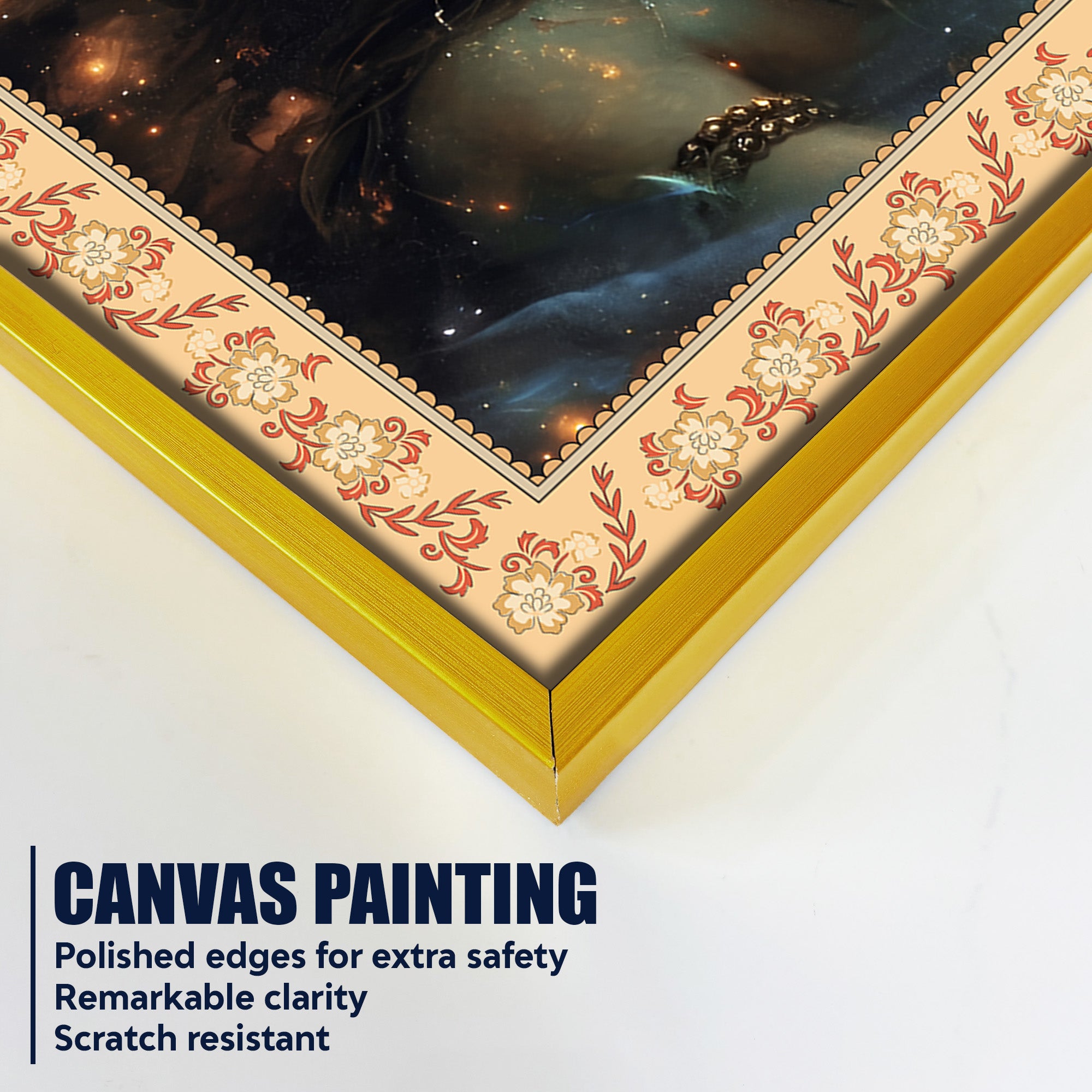 Lord Shivay Modern Art Design Floral Border Canvas Wall Painting