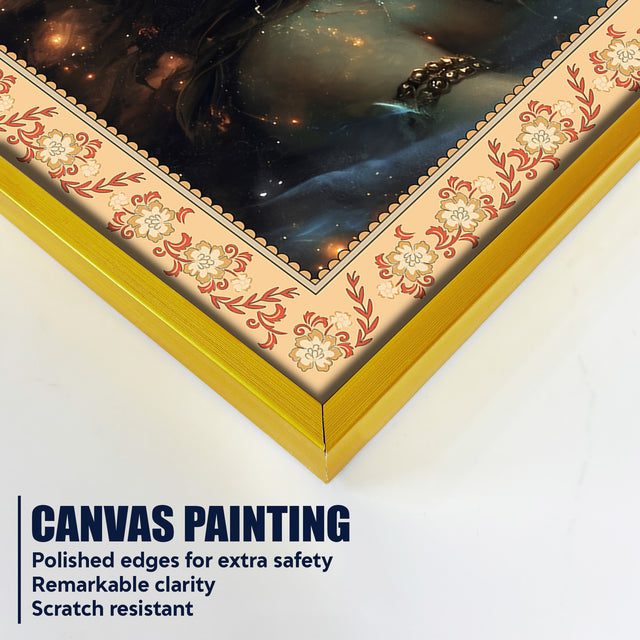 Lord Shivay Modern Art Design Floral Border Canvas Wall Painting