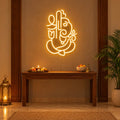 Lord Shree Ganesha Warm White Neon Wall Light for Home, Mandir & Shop Decor