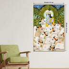 Lord Shree Krishna Gopala with Sacred Cows Canvas Wall Painting