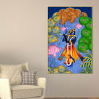Lord Shree Krishna Playing Flute Canvas Wall Painting