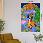 Lord Shree Krishna Playing Flute Canvas Wall Painting
