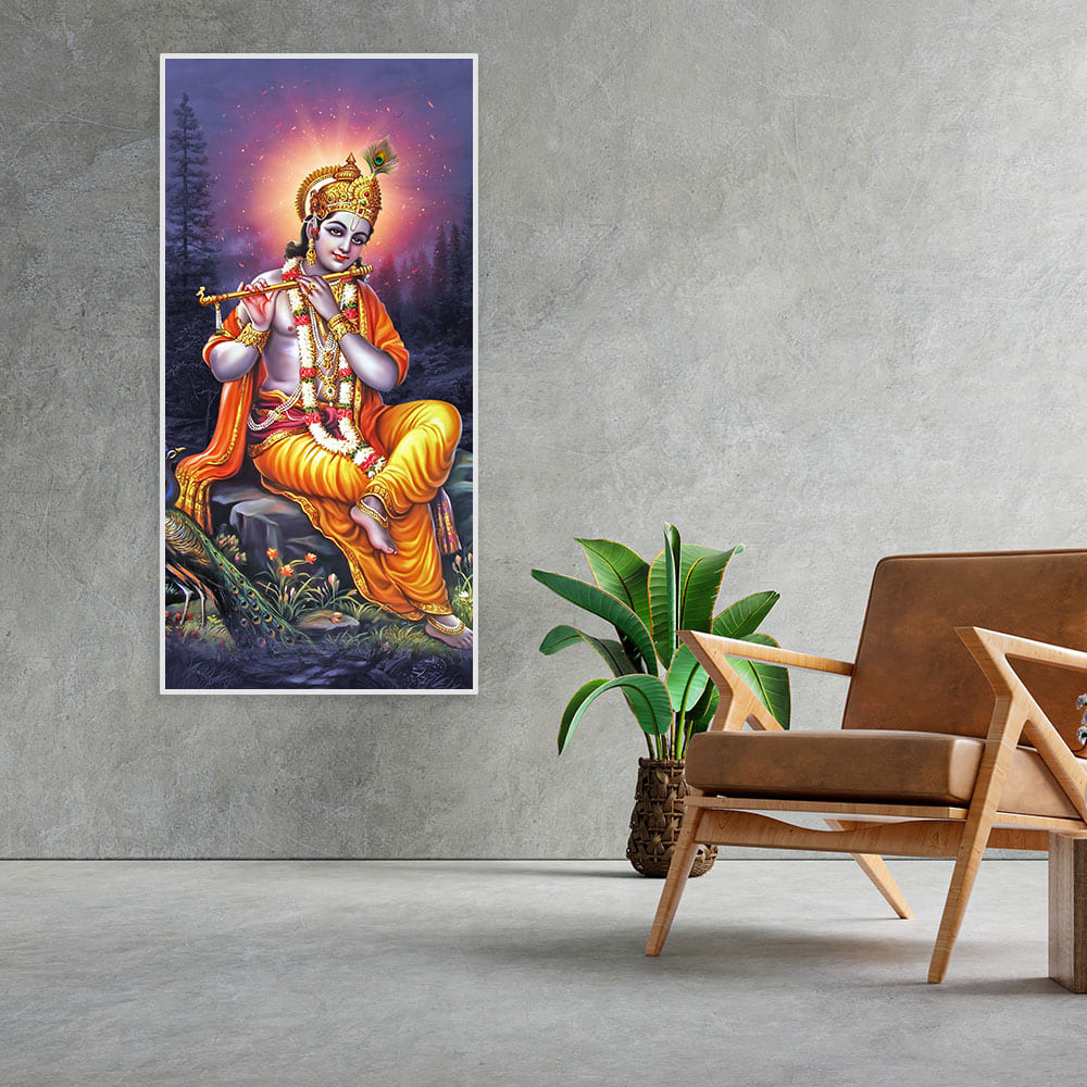 Lord Shree Krishna with Flute Premium Wall Painting