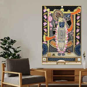 Lord Shreenathji Nathdwara Style Canvas Wall Painting for Home & Temple