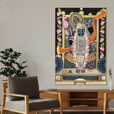 Lord Shreenathji Nathdwara Style Canvas Wall Painting for Home & Temple