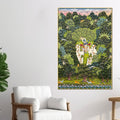 Lord Shreenathji Playing Flute with Gau Mata Canvas Wall Painting