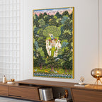 Lord Shreenathji Playing Flute with Gau Mata Canvas Wall Painting