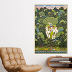 Lord Shreenathji Playing Flute with Gau Mata Canvas Wall Painting