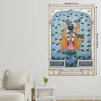 Lord Shreenathji Standing On Lotus Leaf In Lake Pichwai Canvas Wall Painting