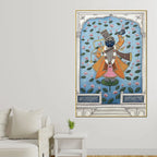 Lord Shreenathji Standing On Lotus Leaf In Lake Pichwai Canvas Wall Painting