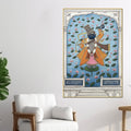 Lord Shreenathji Standing On Lotus Leaf In Lake Pichwai Canvas Wall Painting