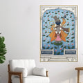 Lord Shreenathji Standing On Lotus Leaf In Lake Pichwai Canvas Wall Painting