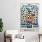 Lord Shreenathji Standing On Lotus Leaf In Lake Pichwai Canvas Wall Painting