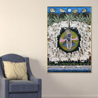 Lord Shreenathji Surrounded By Sacred Cows Pichwai Canvas Wall Painting
