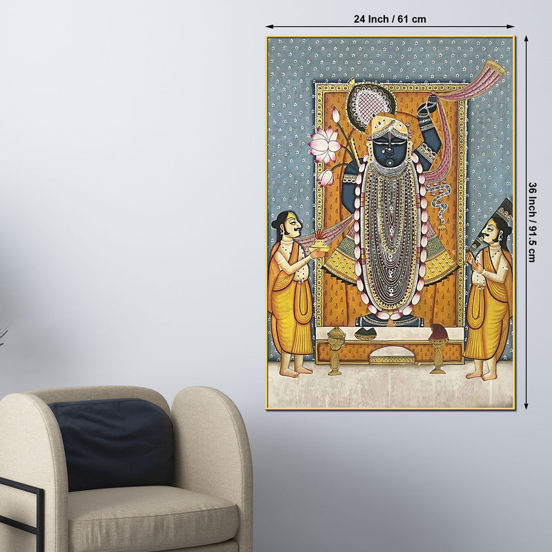 Lord Shreenathji Traditional Pichwai Canvas Wall Painting for Home Decor