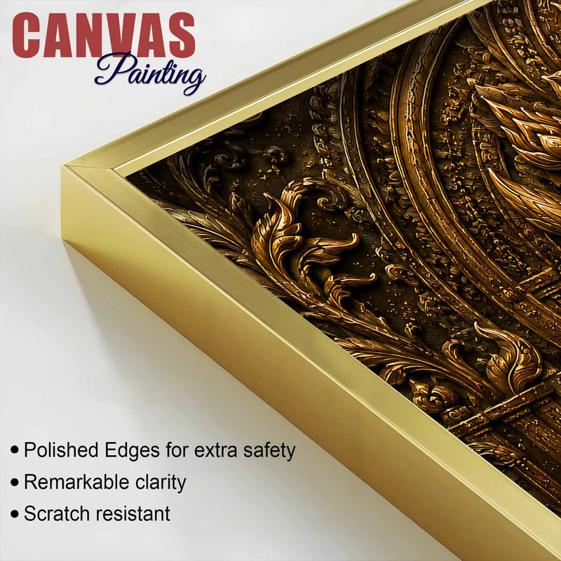 Lord Shri Ganesh Giving Divine Blessings Metallic Look 3D Canvas Wall Painting