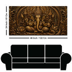 Lord Shri Ganesh Giving Divine Blessings Metallic Look 3D Canvas Wall Painting