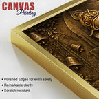 Lord Shri Ganesh with Shivling & Temple Bells Metallic Look 3D Canvas Wall Painting