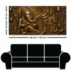 Lord Shri Ganesh with Shivling & Temple Bells Metallic Look 3D Canvas Wall Painting