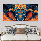 Lord Shri Ganesha Divine Face Abstract Canvas Wall Painting for Home & Office – Contemporary Spiritual Wall Art