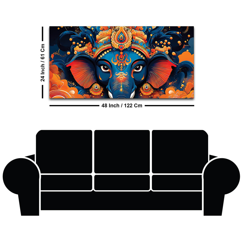 Lord Shri Ganesha Divine Face Abstract Canvas Wall Painting for Home & Office – Contemporary Spiritual Wall Art