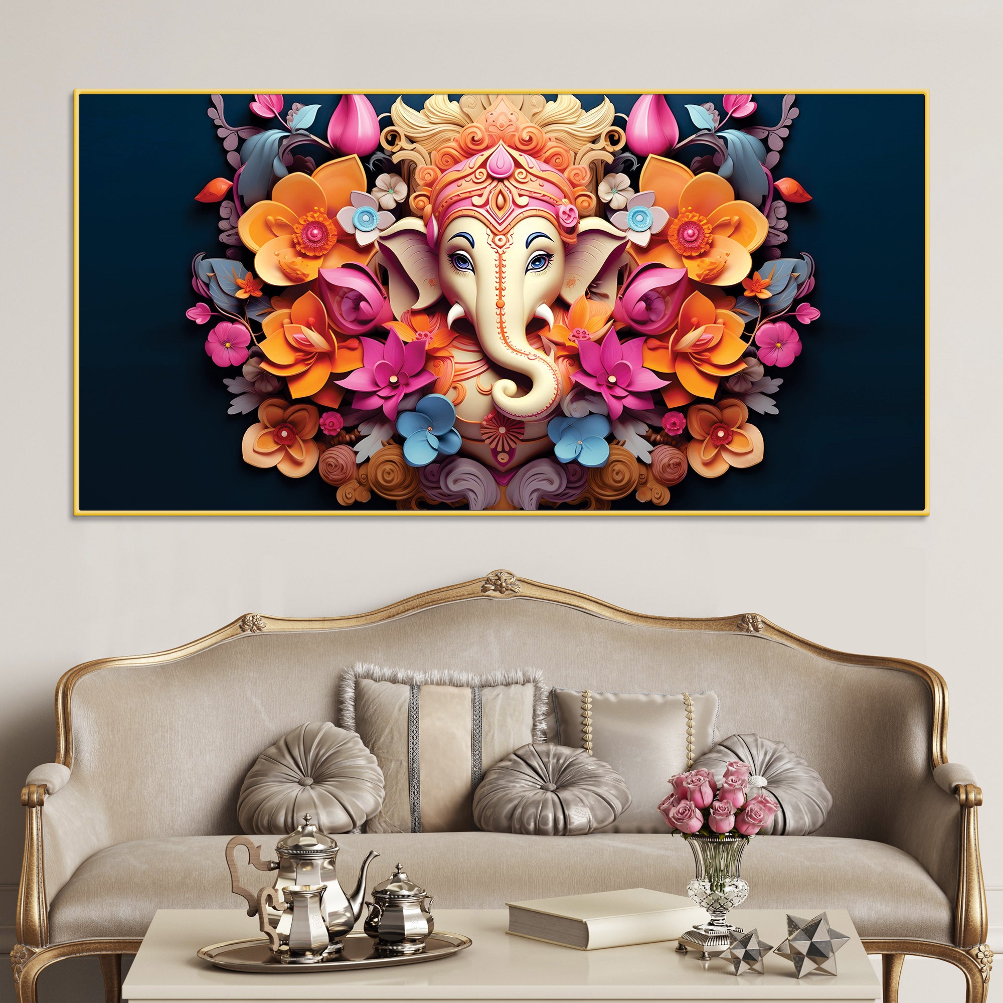 lord-shri-ganesha-in-colorful-floral-aura-premium-canvas-wall-art