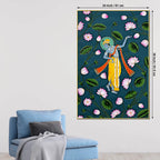 Lord Shri Krishna Dancing Among Blooming Lotus Pichwai Canvas Wall Painting