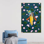 Lord Shri Krishna Dancing Among Blooming Lotus Pichwai Canvas Wall Painting