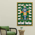 Lord Shri Krishna Gopal with Cows Pichwai Canvas Wall Painting