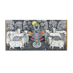 Lord Shri Krishna Govardhan Gopal with Sacred Cows Pichwai Canvas Wall Painting