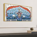 Lord Shri Krishna In Lotus Lake Pichwai Canvas Wall Painting for Home Decor
