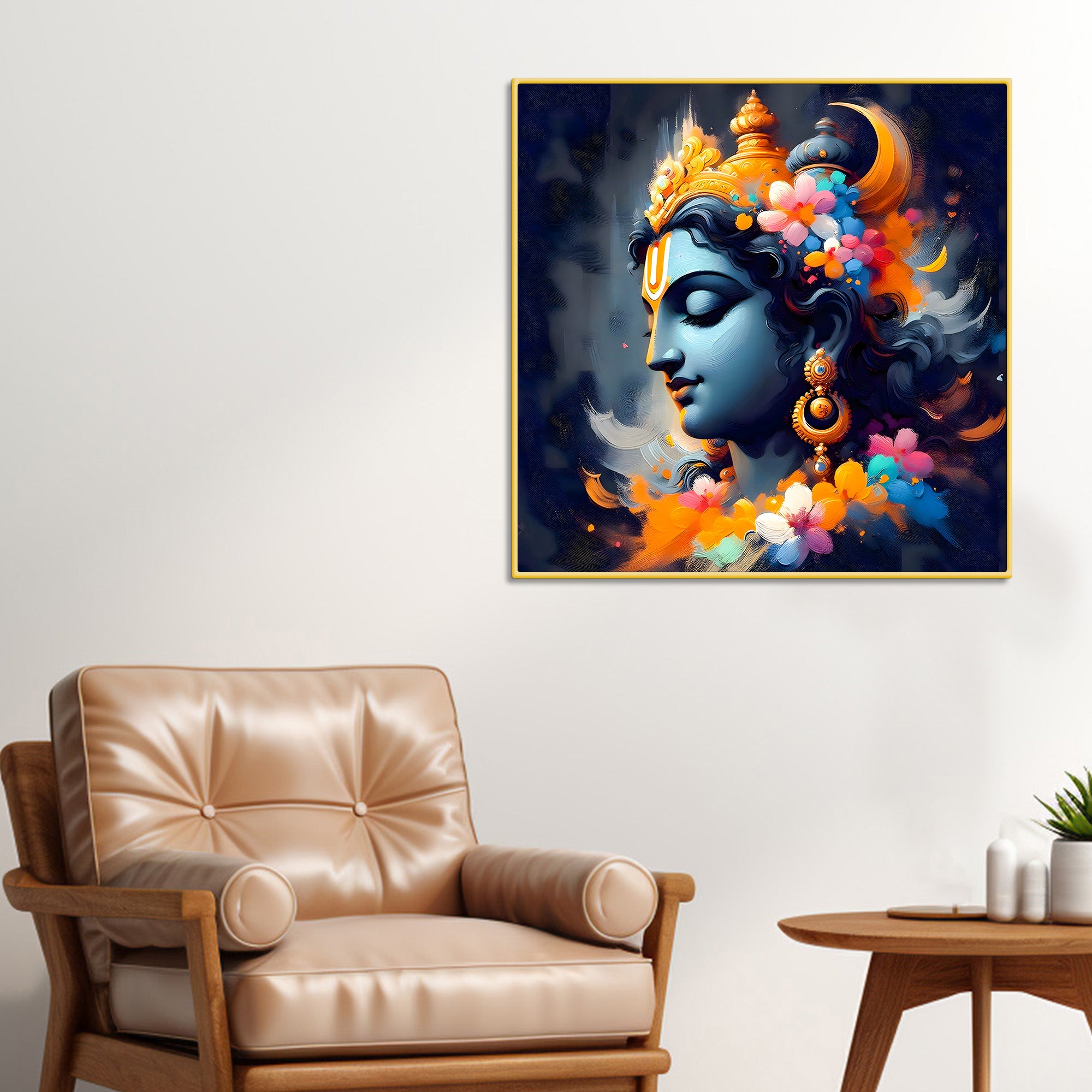 Lord Shri Krishna Modern Wall Art Canvas Painting for Home & Office