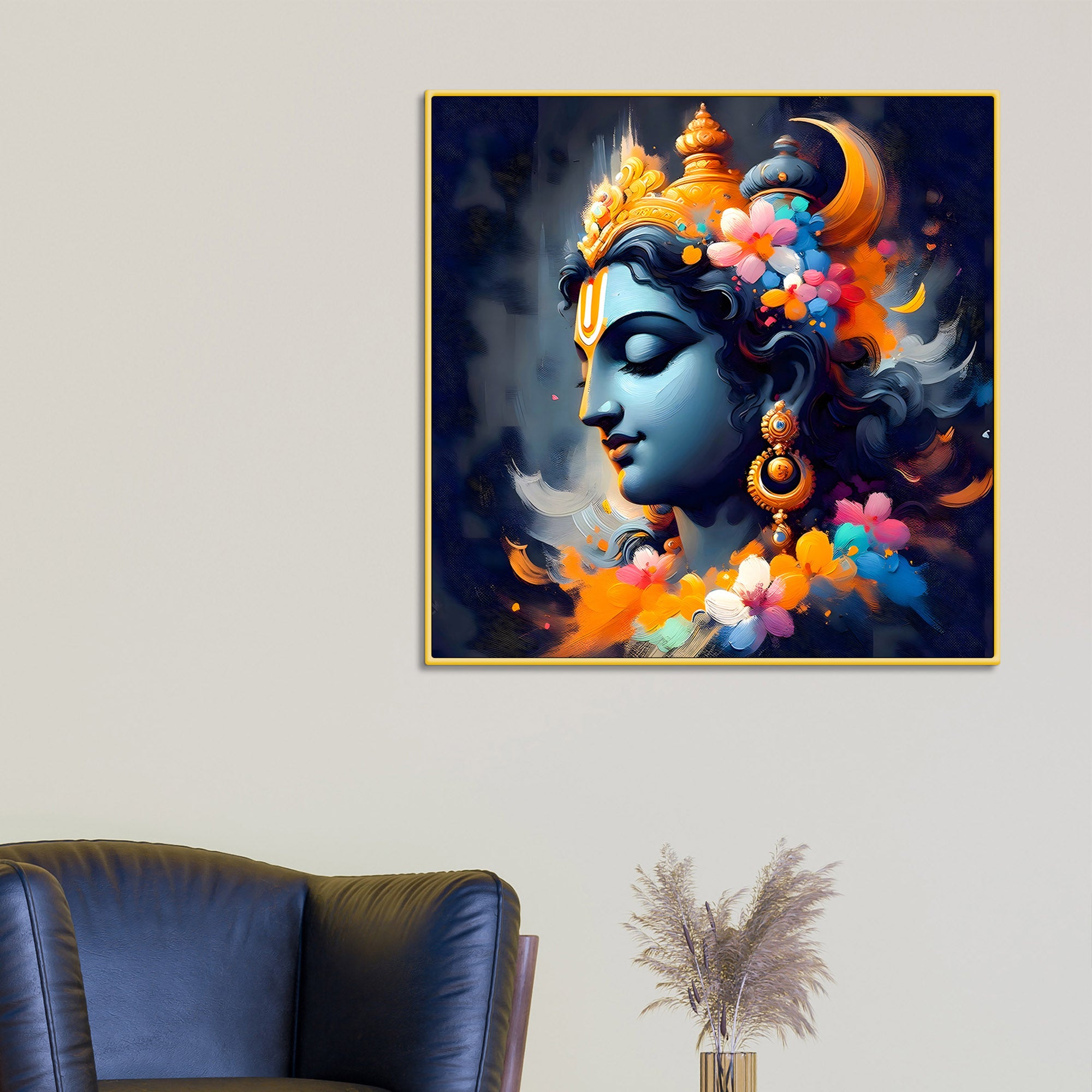 Lord Shri Krishna Modern Wall Art Canvas Painting for Home & Office