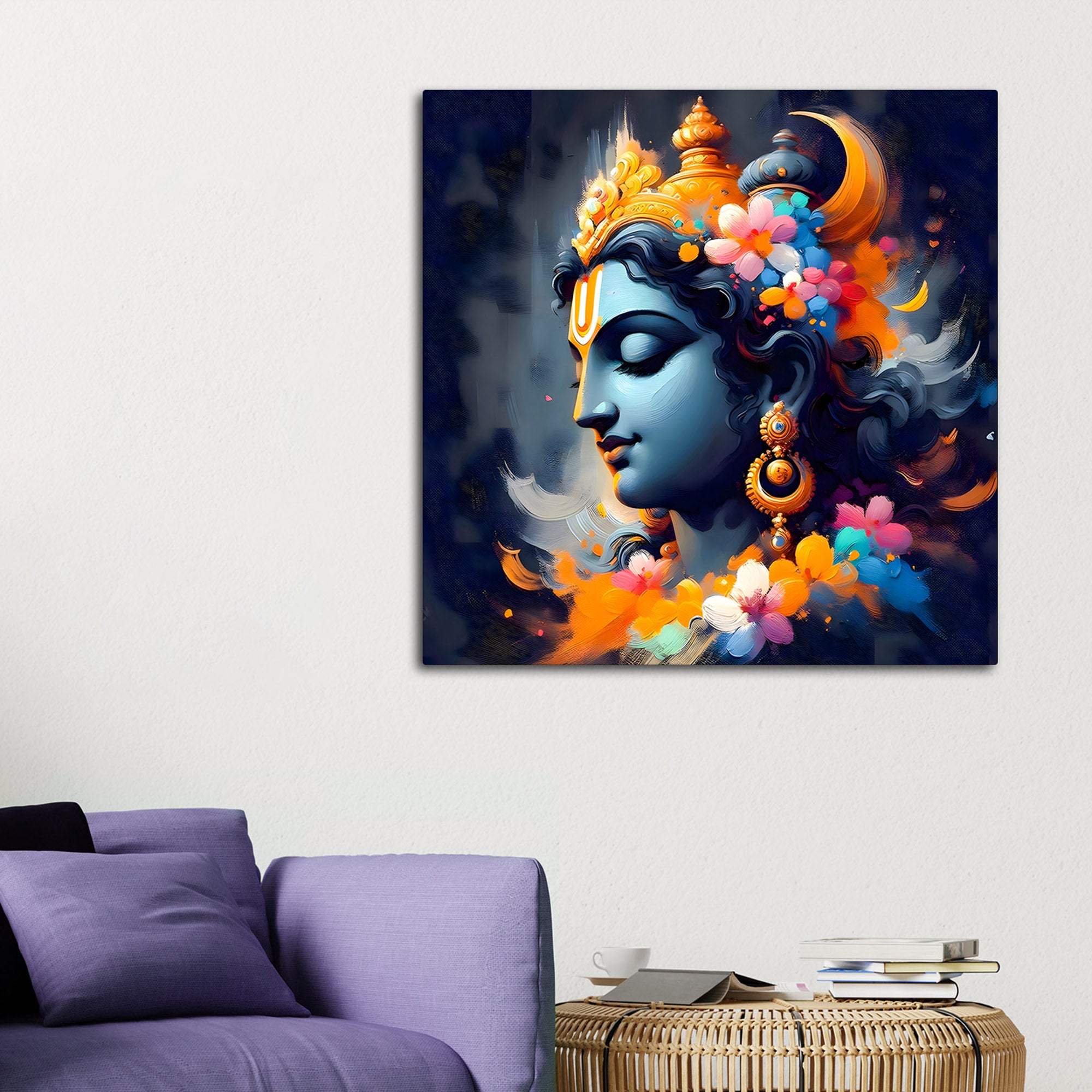 Lord Shri Krishna Modern Wall Art Canvas Painting for Home & Office