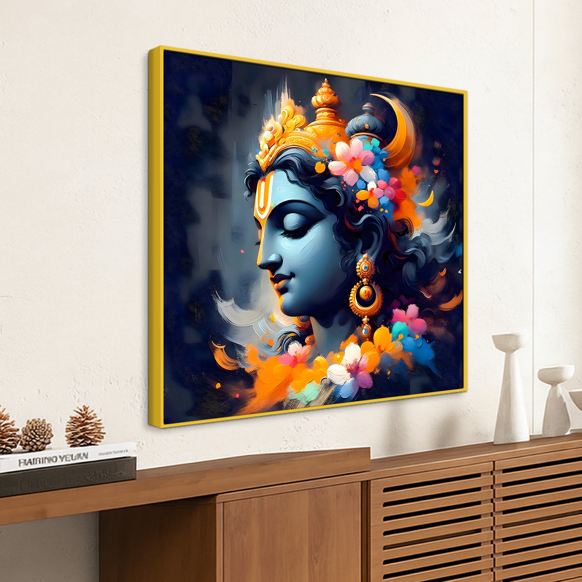 Lord Shri Krishna Modern Wall Art Canvas Painting for Home & Office